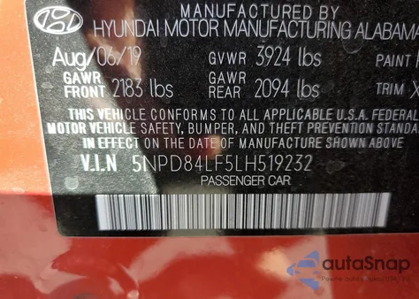 2020 Hyundai Elantra Sel из США, поврежденный, VIN 5NPD84LF5LH519232